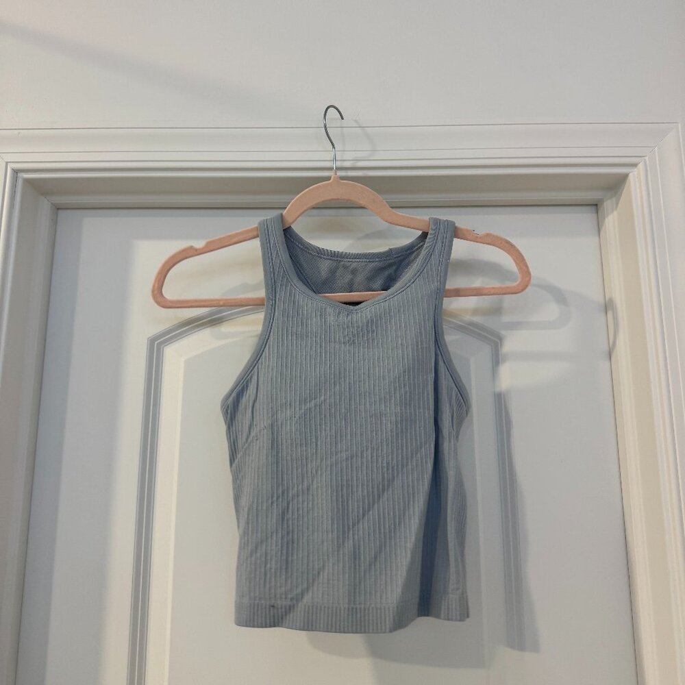 Lululemon ebb to street cropped tank | Blue Linen | Size 6